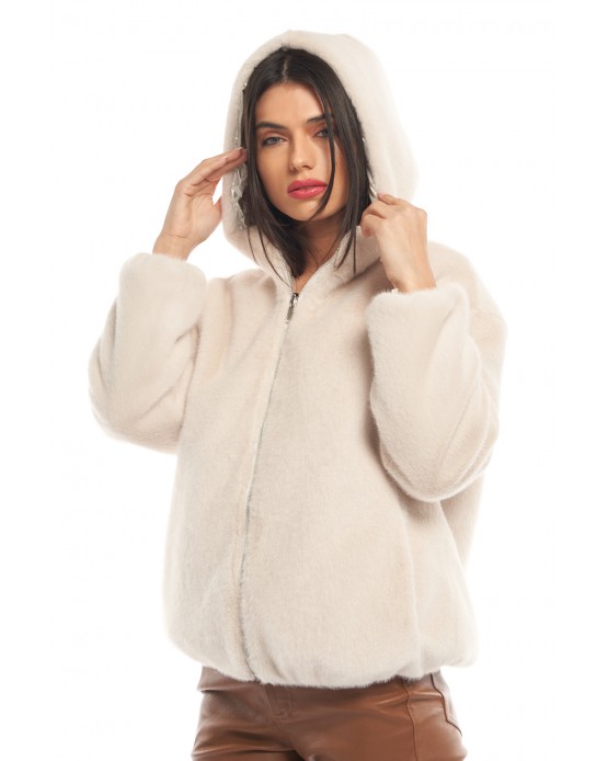 NF-X6 Womens'  Faux Fur Bomber Ivory