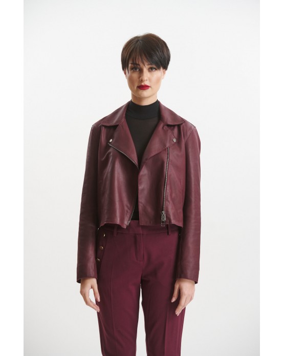 KS-5 Γυναικείο Δερμάτινο Μπουφάν Burgundy