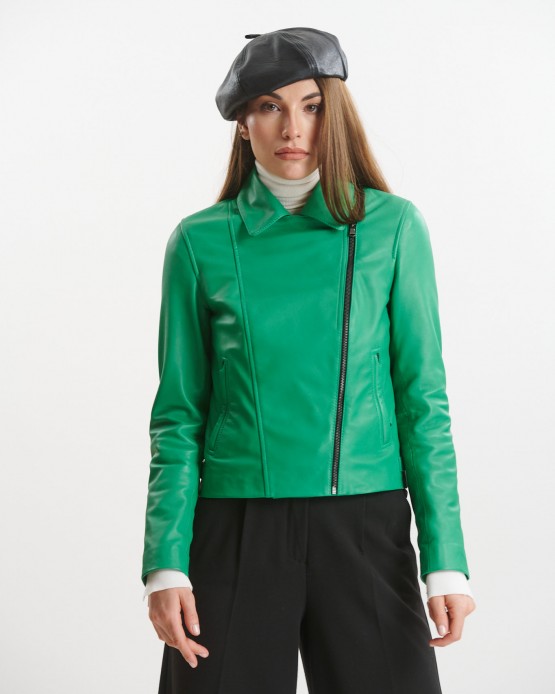 KS-9 Γυναικείο Δερμάτινο Jacket Πράσινο
