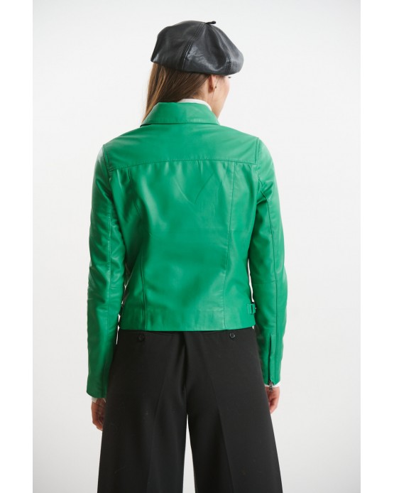 KS-9 Γυναικείο Δερμάτινο Jacket Πράσινο