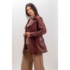 L007 Γυναικεία Δερμάτινη Καμπαρντίνα  Burgundy