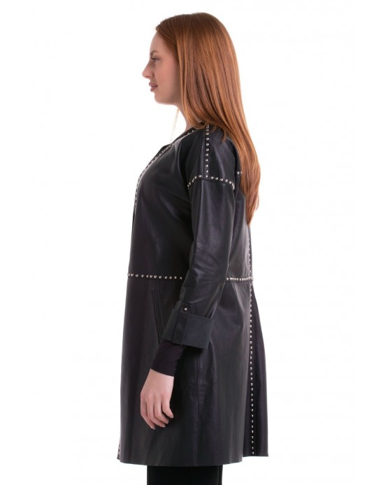 Overshirt  Γυναικεία Δερμάτινη Πουκαμίσα Μαύρη