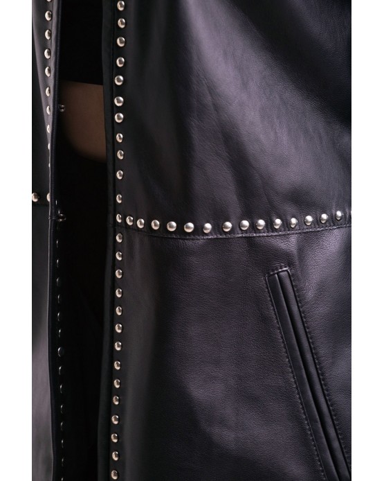 Overshirt  Γυναικεία Δερμάτινη Πουκαμίσα Μαύρη