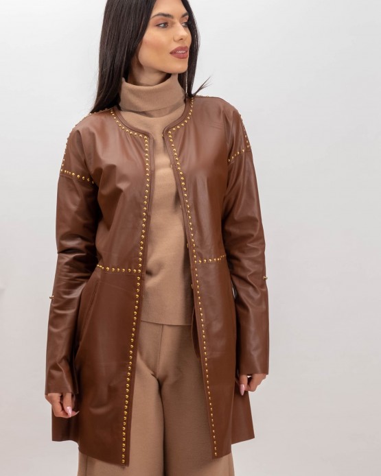 Overshirt Womens' Leather Shirt Cognac