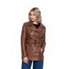Short Trench Coat Γυναικεία Δερμάτινη Σταυρωτή Καμπαρντίνα Cognac
