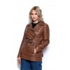 Short Trench Coat Γυναικεία Δερμάτινη Σταυρωτή Καμπαρντίνα Cognac