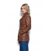 Short Trench Coat Γυναικεία Δερμάτινη Σταυρωτή Καμπαρντίνα Cognac