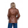 Short Trench Coat Γυναικεία Δερμάτινη Σταυρωτή Καμπαρντίνα Cognac