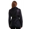 Short Trench Coat Γυναικεία Δερμάτινη Σταυρωτή Καμπαρντίνα Μαύρη