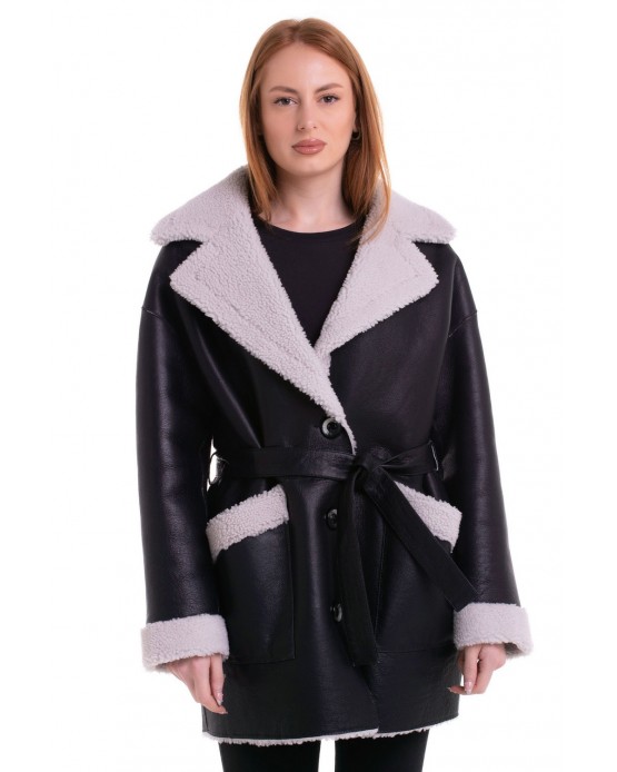 2149 Womens' Shearling Coat Black