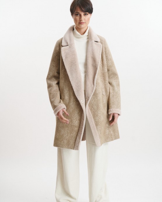 ASTR Women's Shearling Double Faced Beige