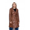 TrenchCoat  Γυναικεία Δερμάτινη Καμπαρντίνα  Cognac