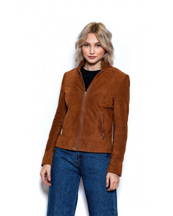 GKL02 Γυναικείο Suede Μπουφάν Tan