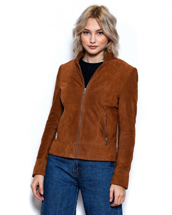 GKL02 Γυναικείο Suede Μπουφάν Tan