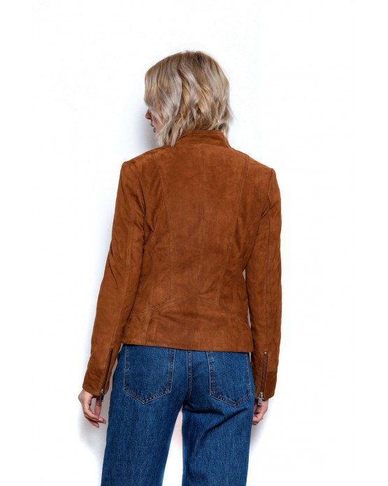 GKL02 Γυναικείο Suede Μπουφάν Tan