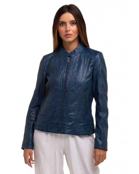 GPI818 Woman's Leather  Jacket Blue