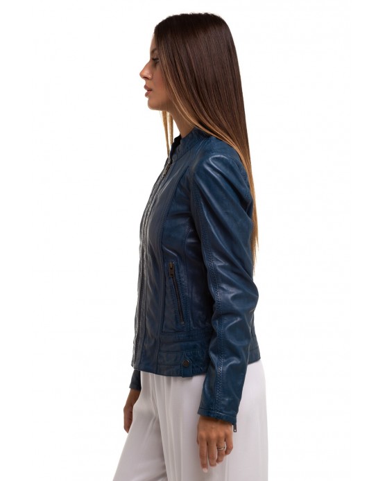 GPI818 Woman's Leather  Jacket Blue