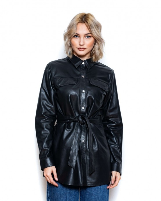 Masshirt  Womens Leather Shirt Black