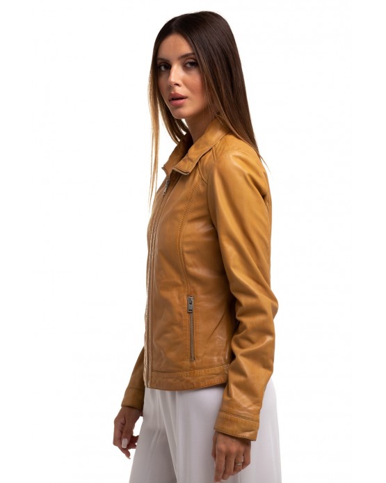 Simi Woman's Leather  Jacket Butter